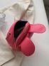 Mini Novelty Bag Funky Neon-pink Cartoon Ear Decor Twist Lock Chain PU