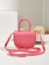 Mini Saddle Bag Funky Neon-pink Top Handle Adjustable Strap Flap PU