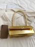Crocodile Embossed Flap Baguette Bag Turn Lock Metallic Funky