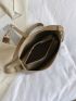 Cute Hobo Bag With Inner Pouch Litchi Embossed Metal Decor PU