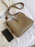Cute Hobo Bag With Inner Pouch Litchi Embossed Metal Decor PU