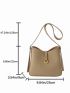Cute Hobo Bag With Inner Pouch Litchi Embossed Metal Decor PU