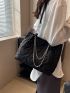 Heart Quilted Square Bag Chain Nylon