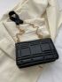 Small Flap Square Bag Quilted Pattern Metal Decor