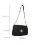 Small Flap Square Bag Quilted Pattern Metal Decor