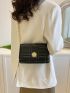 Small Flap Square Bag Quilted Pattern Metal Decor
