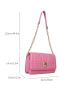Small Flap Square Bag Quilted Pattern Metal Decor Pink