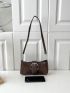 Small Baguette Bag Geometric Embossed Buckle Decor