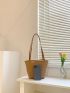 Solid Color Straw Bag Double Handle