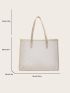 Letter Graphic Shoulder Tote Bag With Inner Pouch