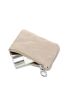 Quilted Coin Purse Zipper Beige
