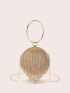 Rhinestone Fringe Decor Circle Bag Mini For Party