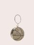 Mini Mini Circle Bag Rhinestone Decor Ring Chain Strap Basketball Design