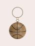 Mini Mini Circle Bag Rhinestone Decor Ring Chain Strap Basketball Design