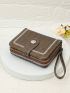 Embroidered Detail Small Wallet With Zipper