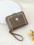 Embroidered Detail Small Wallet With Zipper