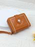Embroidered Detail Small Wallet With Zipper