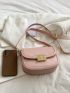 Mini Flap Square Bag Metal Decor Pink