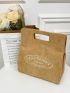 Letter Embroidered Square Bag Medium Corduroy