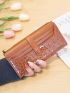 Crocodile Embossed Long Wallet Brown