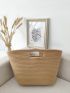 Oversized Straw Bag Solid Color For Vacation