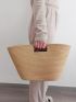 Oversized Straw Bag Solid Color For Vacation