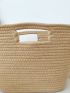 Oversized Straw Bag Solid Color For Vacation