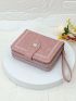 Embroidery Detail Small Wallet Zipper Round Fold Over