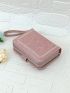 Embroidery Detail Small Wallet Zipper Round Fold Over