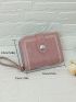 Embroidery Detail Small Wallet Zipper Round Fold Over