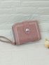 Embroidery Detail Small Wallet Zipper Round Fold Over