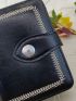 Embroidery Detail Small Wallet Zipper Round Fold Over