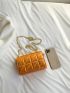 Mini Square Bag Quilted Chain Strap Elegant Solid Color