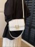 Small Square Bag Metal Decor Solid Color Elegant Style