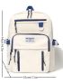 Medium Functional Backpack Letter Patch Decor For School