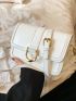 Small Square Bag Metal Decor Solid Color Elegant Style