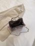 Small Square Bag Holographic Houndstooth Embossed Kiss Lock Funky