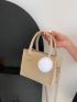 Mini Square Bag Crocodile Embossed Pom Pom Decor