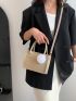 Mini Square Bag Crocodile Embossed Pom Pom Decor