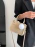 Mini Square Bag Crocodile Embossed Pom Pom Decor