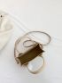 Mini Square Bag Crocodile Embossed Pom Pom Decor
