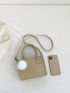Mini Square Bag Crocodile Embossed Pom Pom Decor