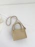 Mini Square Bag Crocodile Embossed Pom Pom Decor