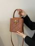 Mini Square Bag Quilted Double Handle Metal Decor