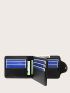 Black Small Wallet Crocodile Embossed Fold Over