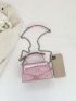Mini Square Bag Metallic Crocodile Embossed Chain Strap