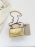Mini Crocodile Embossed Square Bag Metallic Funky Top Handle