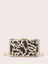 Mini Colorblock Box Bag Chain Strap For Party