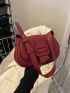 Medium Saddle Bag Burgundy Fashionable Flap For Daily