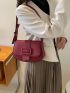 Medium Saddle Bag Burgundy Fashionable Flap For Daily